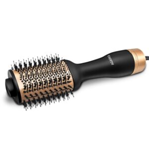 AGARO HV2179 Hot Air Brush for Hair, Blow Dryer Brush, Volumizer & Styler, 360Β° Airflow Vent, Oval Barrel for Hair Volume, Charcoal Bristles, Ceramic Coating Brushing Head, 1200W, Gold & Black