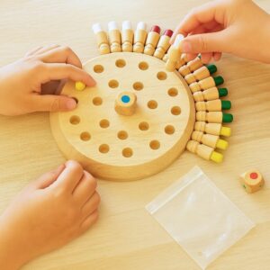 TOYTONIC Wooden Color Memory Game for Kids Age 3+ – Brain Pu…
