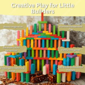 TOYTONIC 120 Pcs Colorful Wooden Building Blocks Educational…