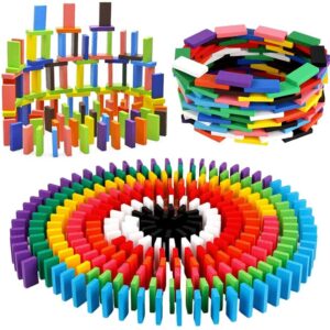 VGRASSP 120 PCS Super Domino Blocks, 12 Colors Bulk Wooden D…