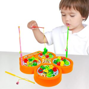 VGRASSP Musical Fish Catching Game Toy Set with 4 Rotating F…